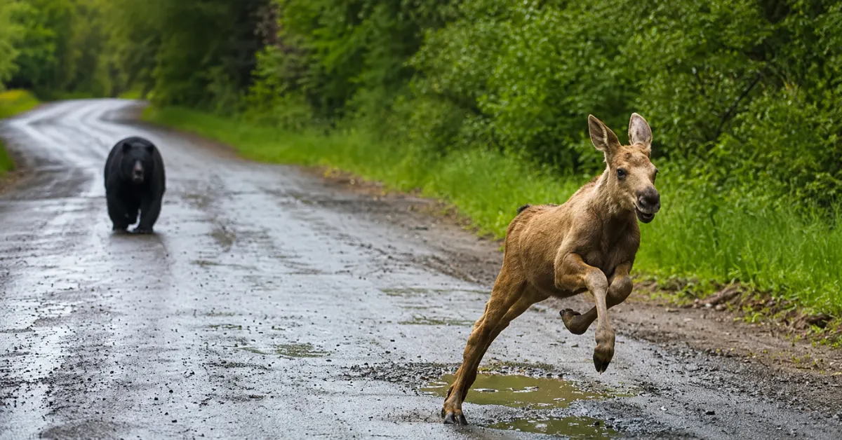 Viral Pickup Truck Moose Bear Encounter